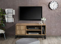 Oak TV Stand with Shelves and Cabinet F256