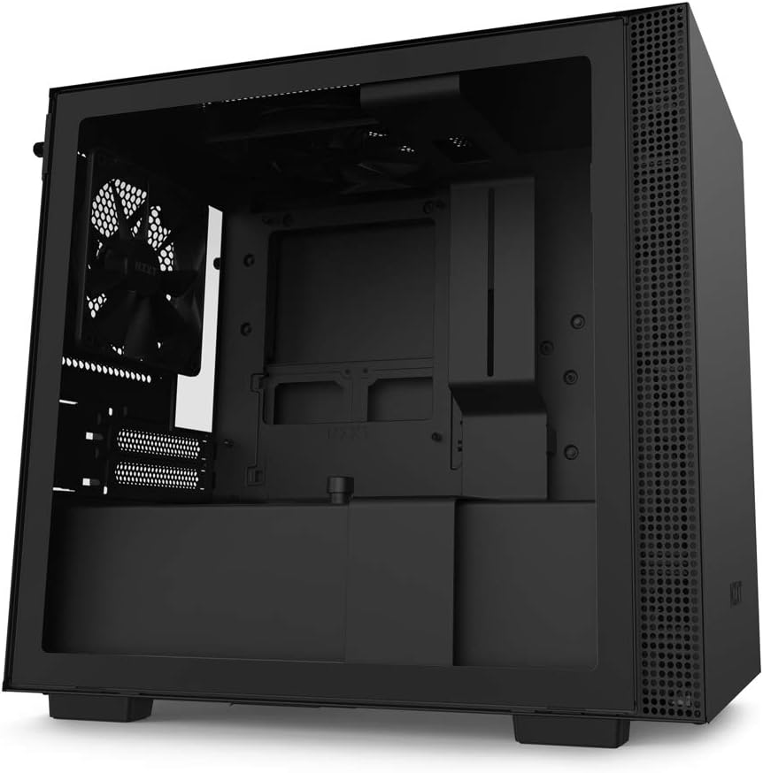 Black Mini-ITX PC Gaming Case with Tempered Glass Side Panel J755