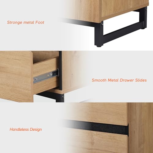 Oak TV Stand with 3 Drawers and Metal Base D33518