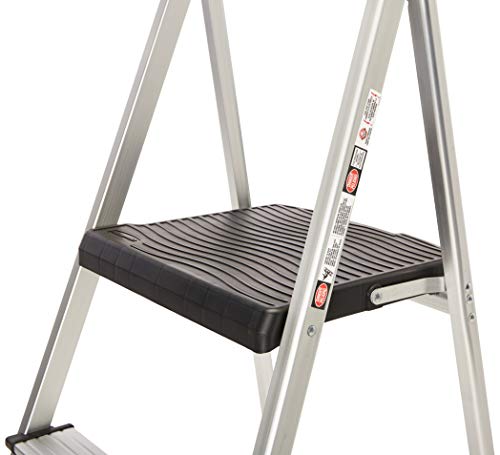 3-Step Lightweight Aluminum Folding Step Ladder with Project Tray, Gray T691