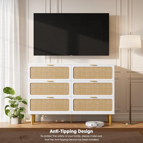 Black Rattan 5 Drawer Tall Dresser J61765