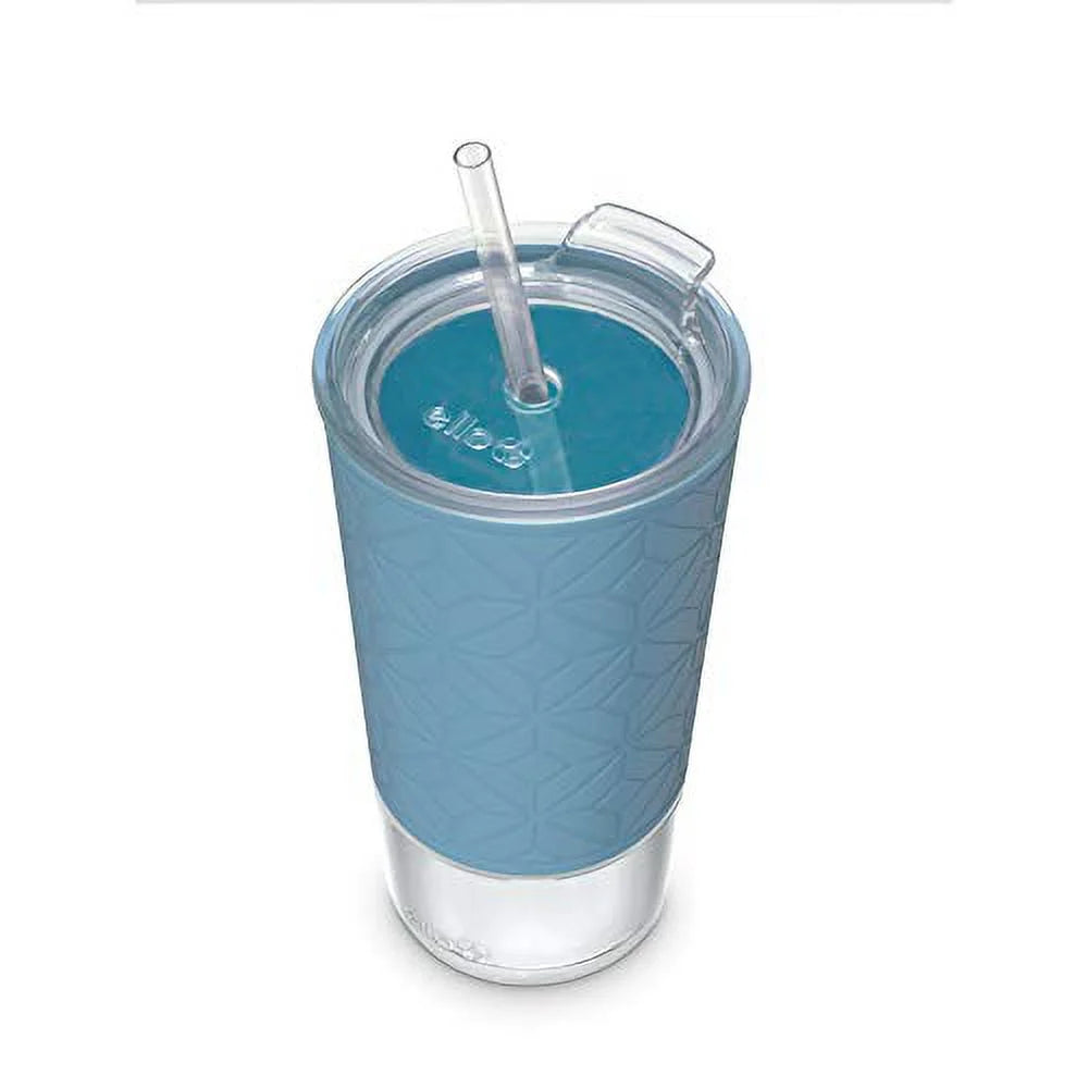 20 oz Blue Glass Tumbler with Straw Z570194