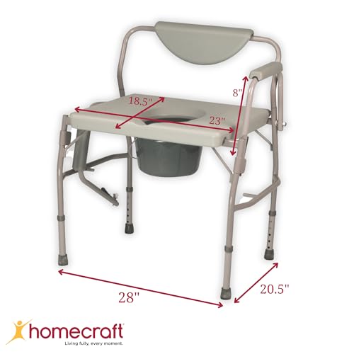 Bariatric Drop Arm Commode, 1000 Pound Weight Capacity, Adjustable Height I8031