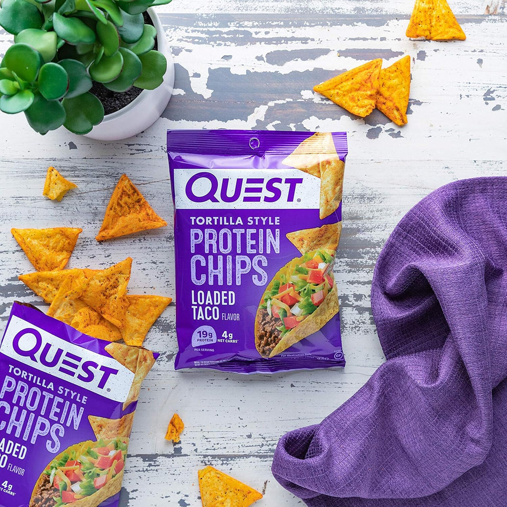 Cheddar & Sour Cream and Loaded Taco Flavors Protein Chips, 1.1 Ounce (Packs of 12) G574144