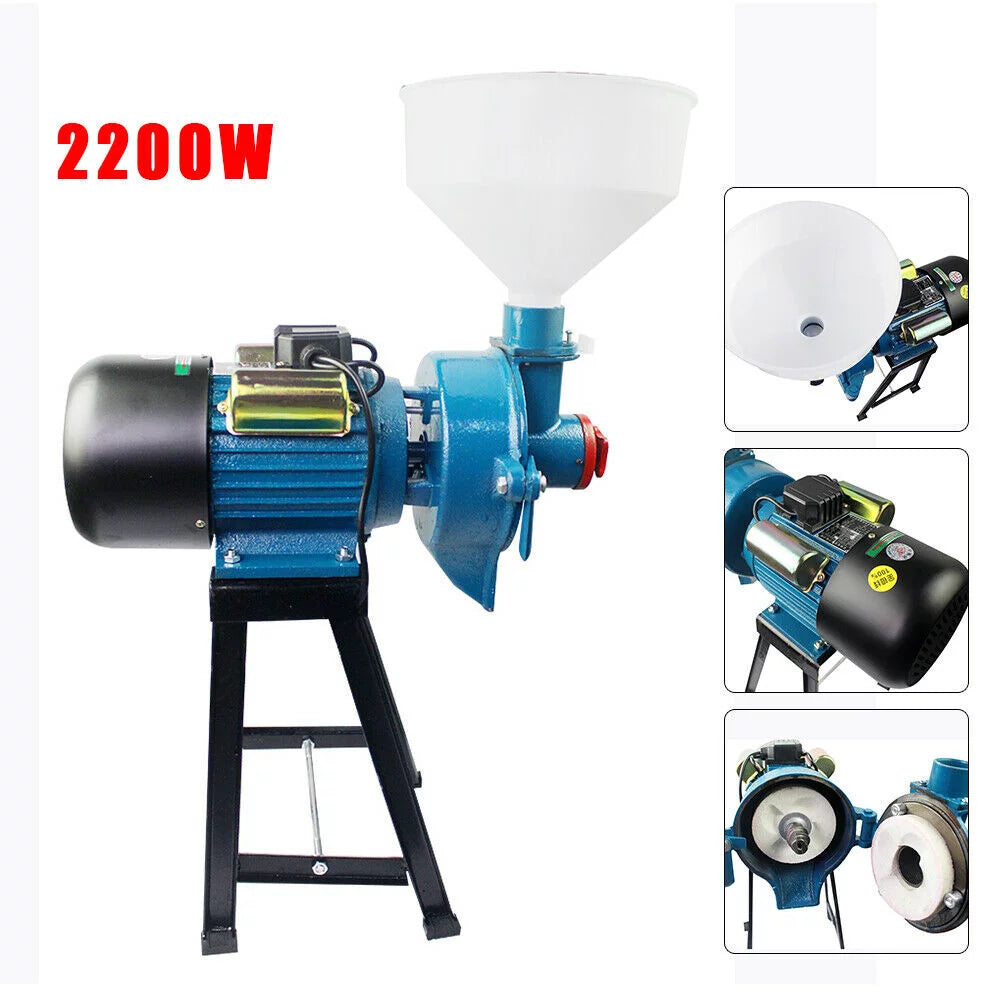 Wet Beans Flour Grinder Rice Corn Grain Coffee Wheat Funnel Wet Electric Feed Flour Mill Cereals Grinder Corn Grain Wheat Funnel 2200W 110V D540