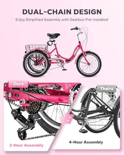20 inch 7 Speed Folding Adult Tricycle with Dual Chain N41601