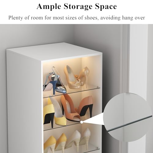 White Rotating Shoe Rack with Glass Shelves K741