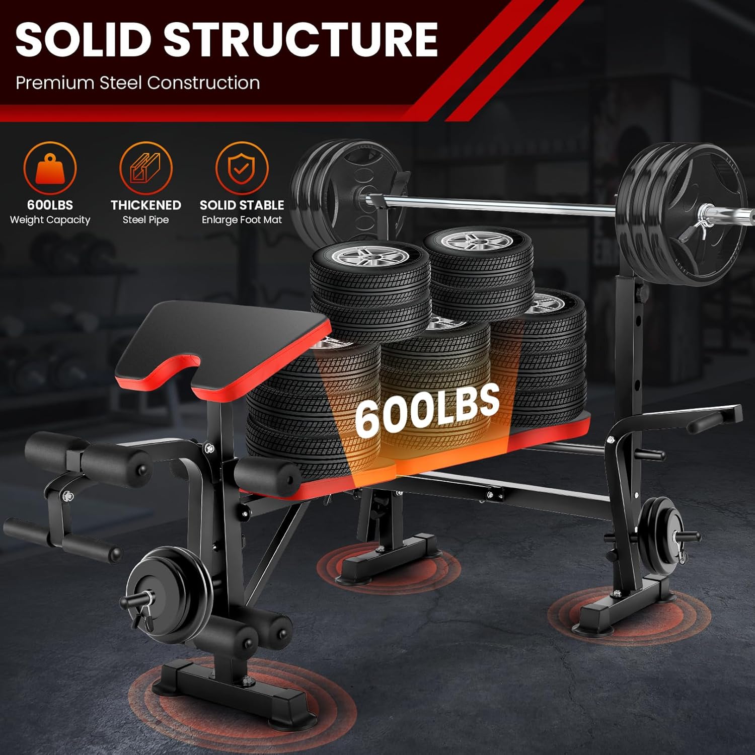 Adjustable Olympic Weight Bench Set with Preacher Curl & Leg Developer Z275889