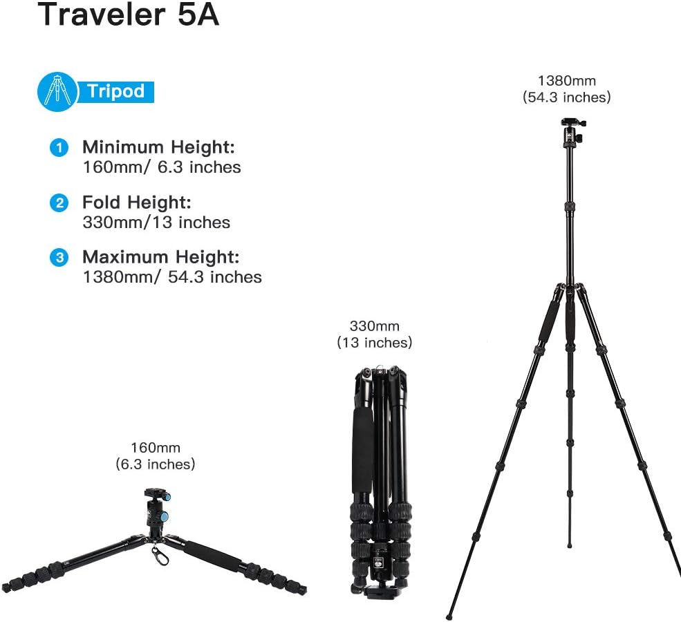 Compact Traveler Tripod with 360° Panorama Ball Head (Aluminum) R3759
