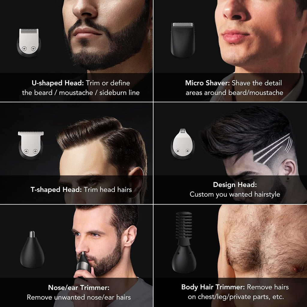 Electric Beard Trimmer, All-in-1 Multi-Grooming Hair Trimmer Kit, Cordless Clippers with Waterproof X25855