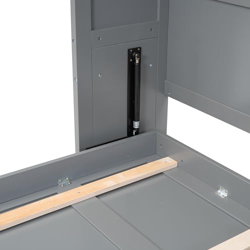 Gray Queen Solid Wood Murphy Cabinet Bed F5204