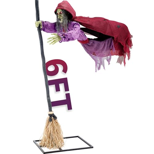 6ft Animated Flying Witch with Sound Activated X95111