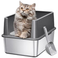 Stainless Steel Litter Box with High Sides 17" L x 13.3" W x 11.8" H White C756075