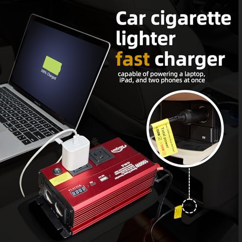 1000w 12v DC to 110v Power Inverter with Dual AC Outlets USB and Type-C F44029