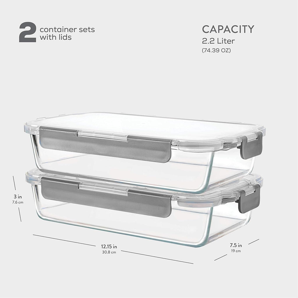 2-Piece Glass Casserole Dish Set with Locking Lids Z11548