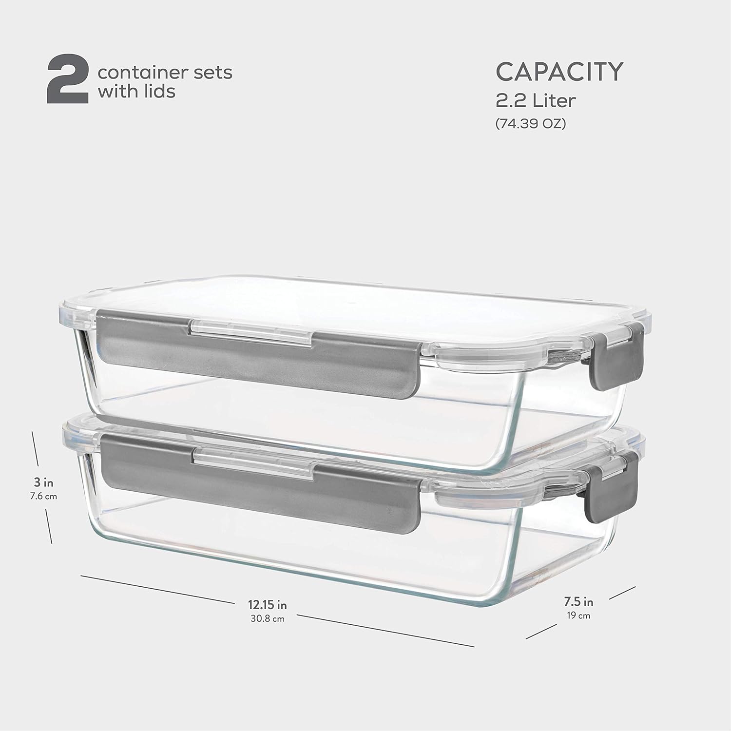 2-Piece Glass Casserole Dish Set with Locking Lids Z11548