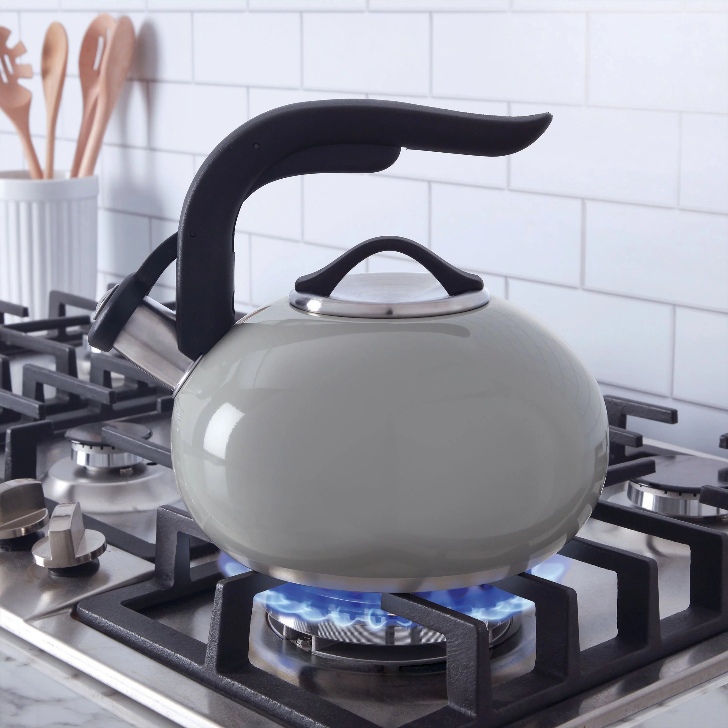 1.8-quart Light Grey Stainless Steel Tea Kettle J462