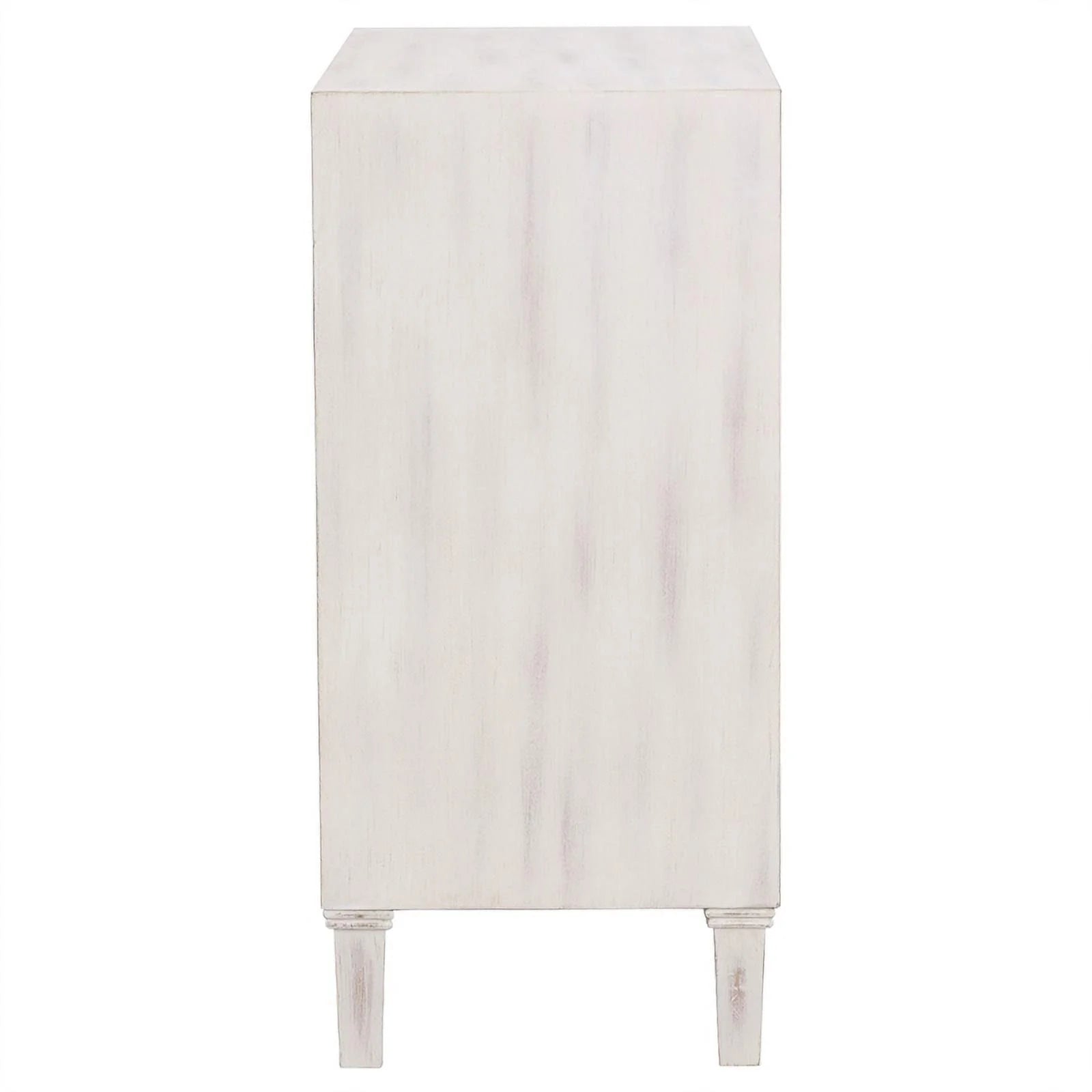 White Wood Accent Cabinet with Floral Carved Door V862