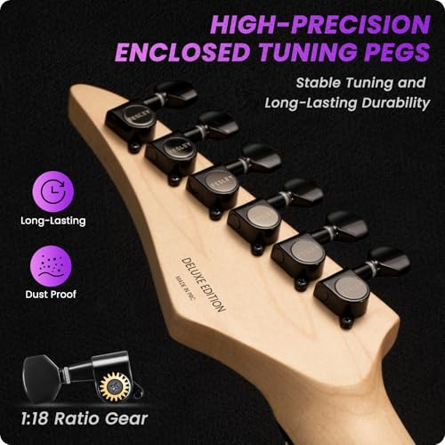 Black Solid Body Electric Guitar with 24 Frets R5356