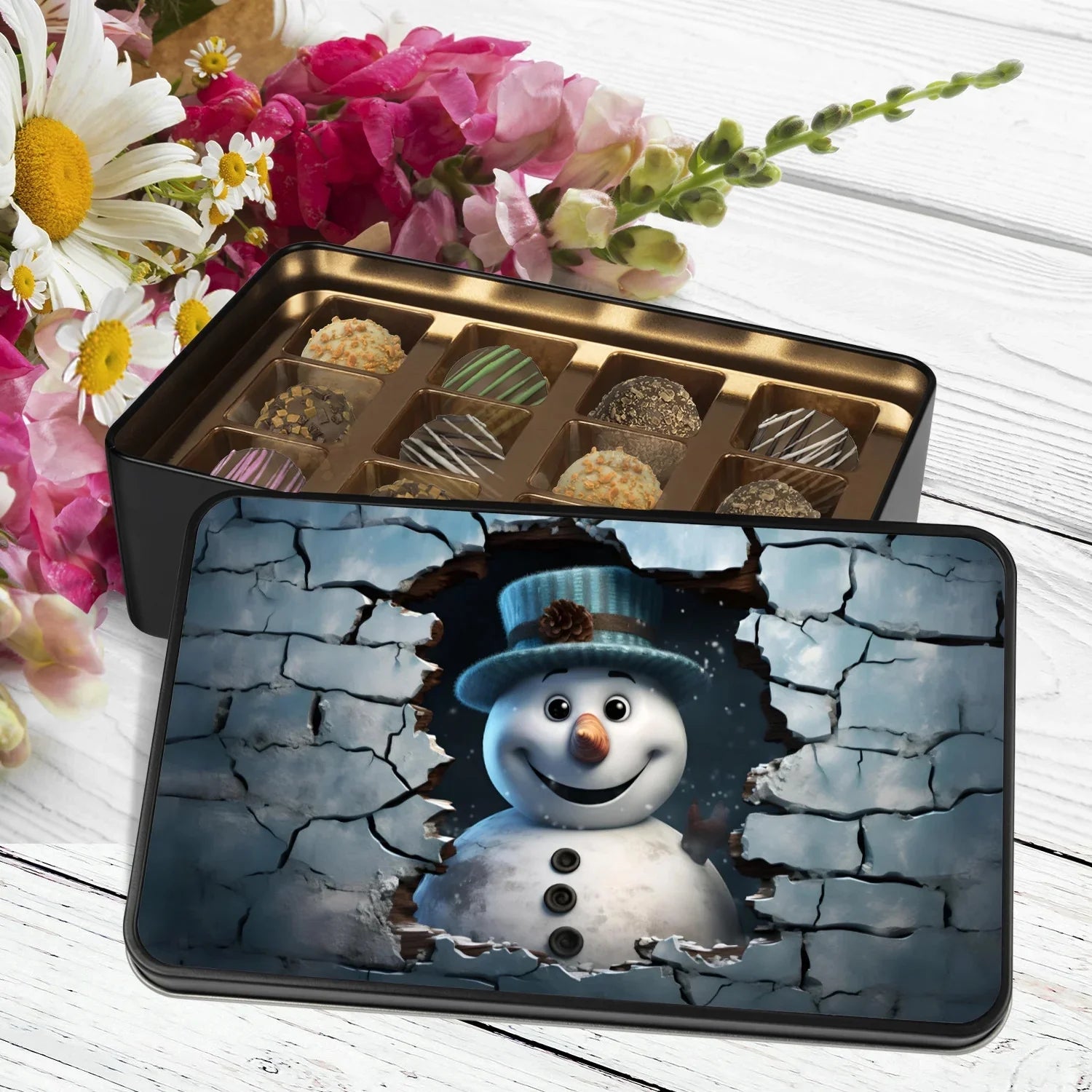 Christmas Snowman Chocolate Truffles Keepsake Tin G502271