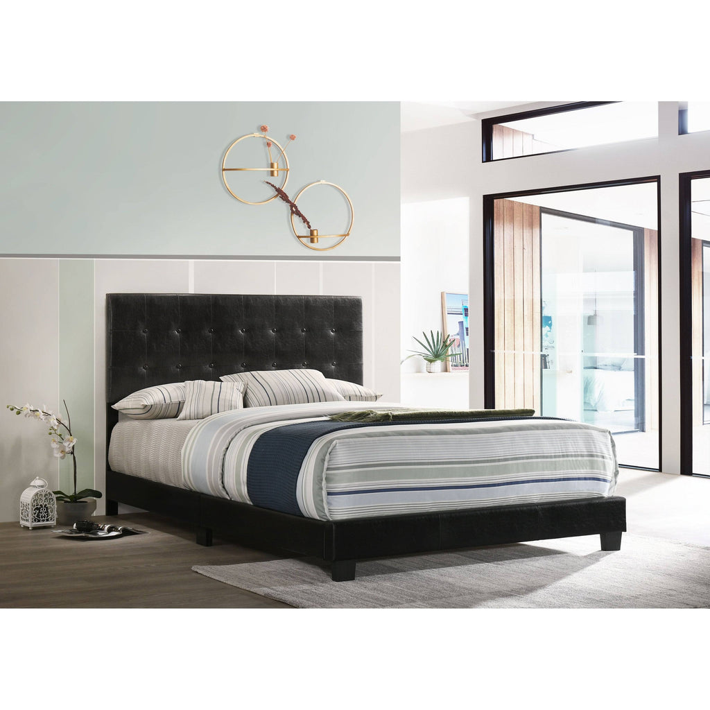 Black Faux Leather Twin Bed Q611795