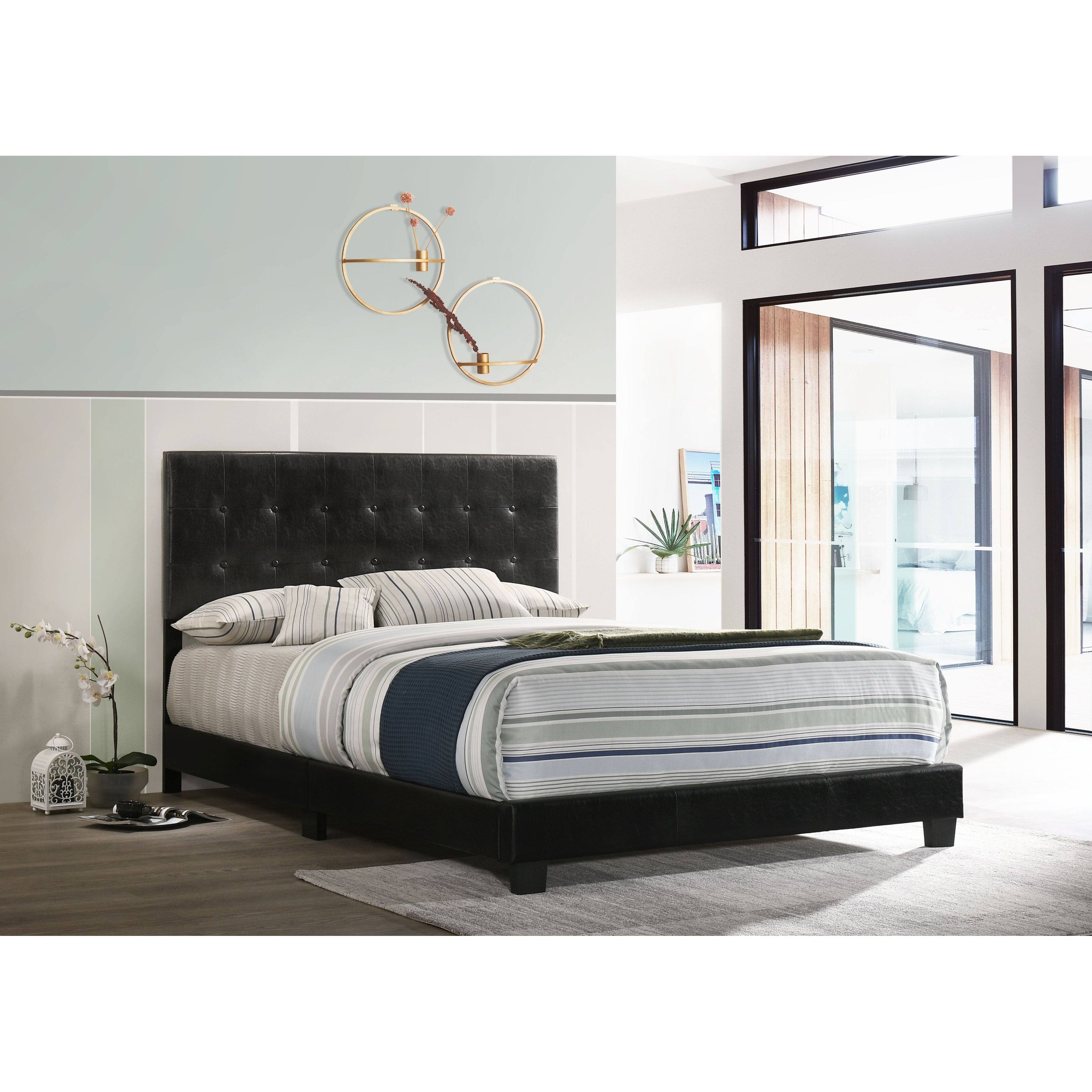 Black Faux Leather Twin Bed Q611795