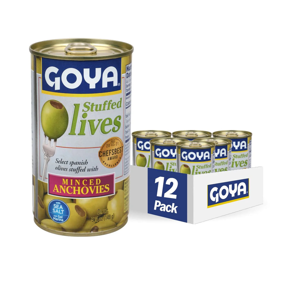 Manzanilla Olives Stuffed With Anchovies, 5.25 Ounce (Pack Of 12) E528