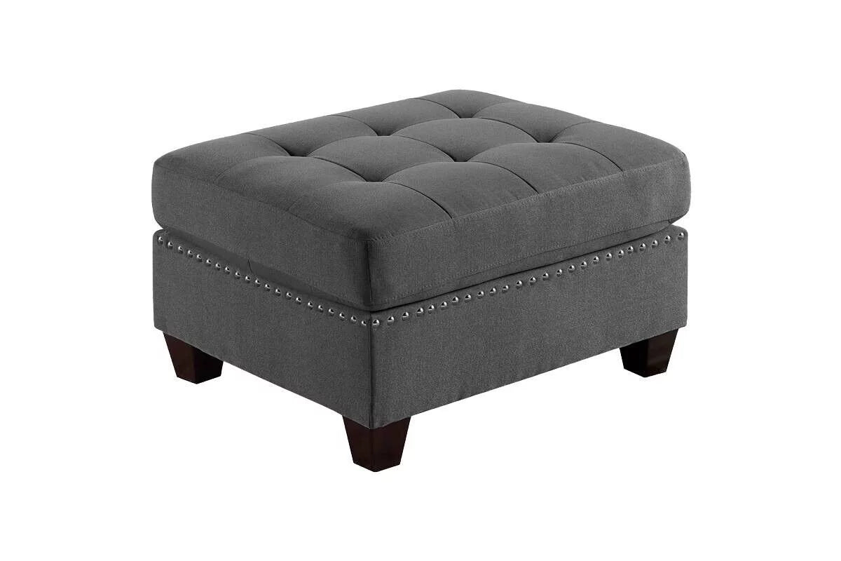 Gray Fabric 6pc U-Sectional Couch with 2 Corner Wedge, 2 Armless Chairs, 2 Ottomans P6675
