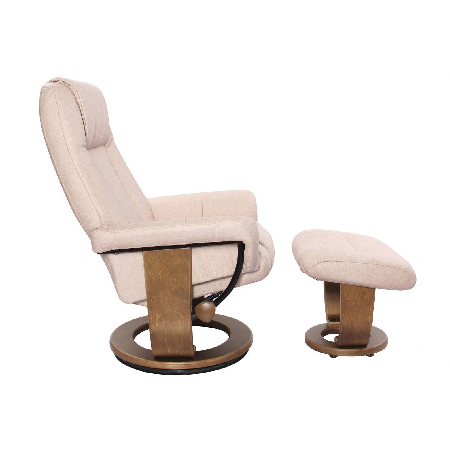 Sandy Beige Swivel Recliner and Ottoman Set N319577