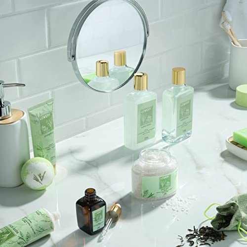 15 pc Tea Tree Bath Set with Bath Oil, Shower Gel, Bubble Bath, Handmade Soap, Steamer Tablet, Potpourri U45375
