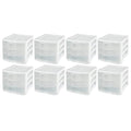 ClearView Compact Stacking 3 Drawer Storage Organizer System, White (8 Pack) I65373