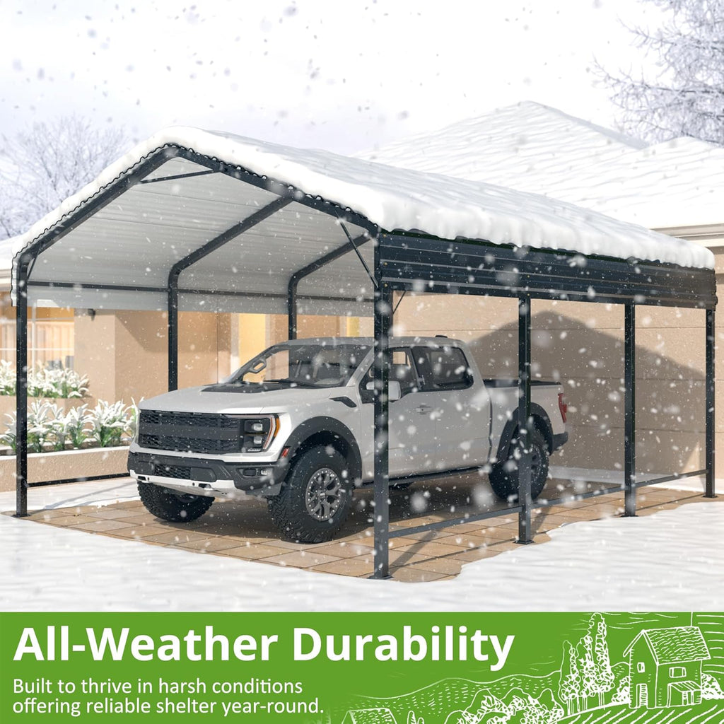 10x15 Metal Carport Heavy Duty Galvanized Car Shelter I333155