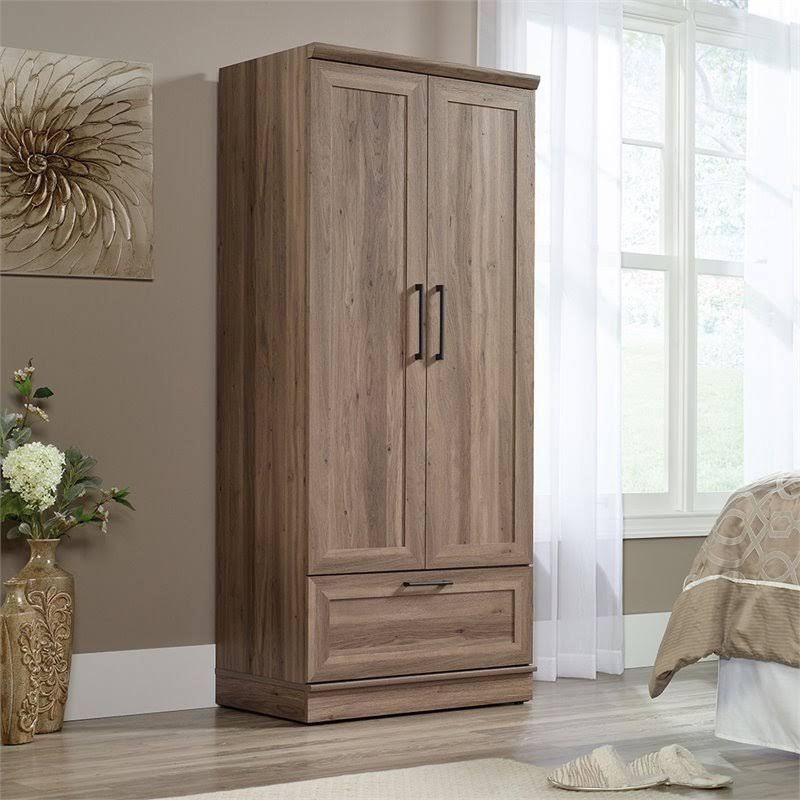 Wardrobe Armoire with 1-Drawer in Salt Oak E8775