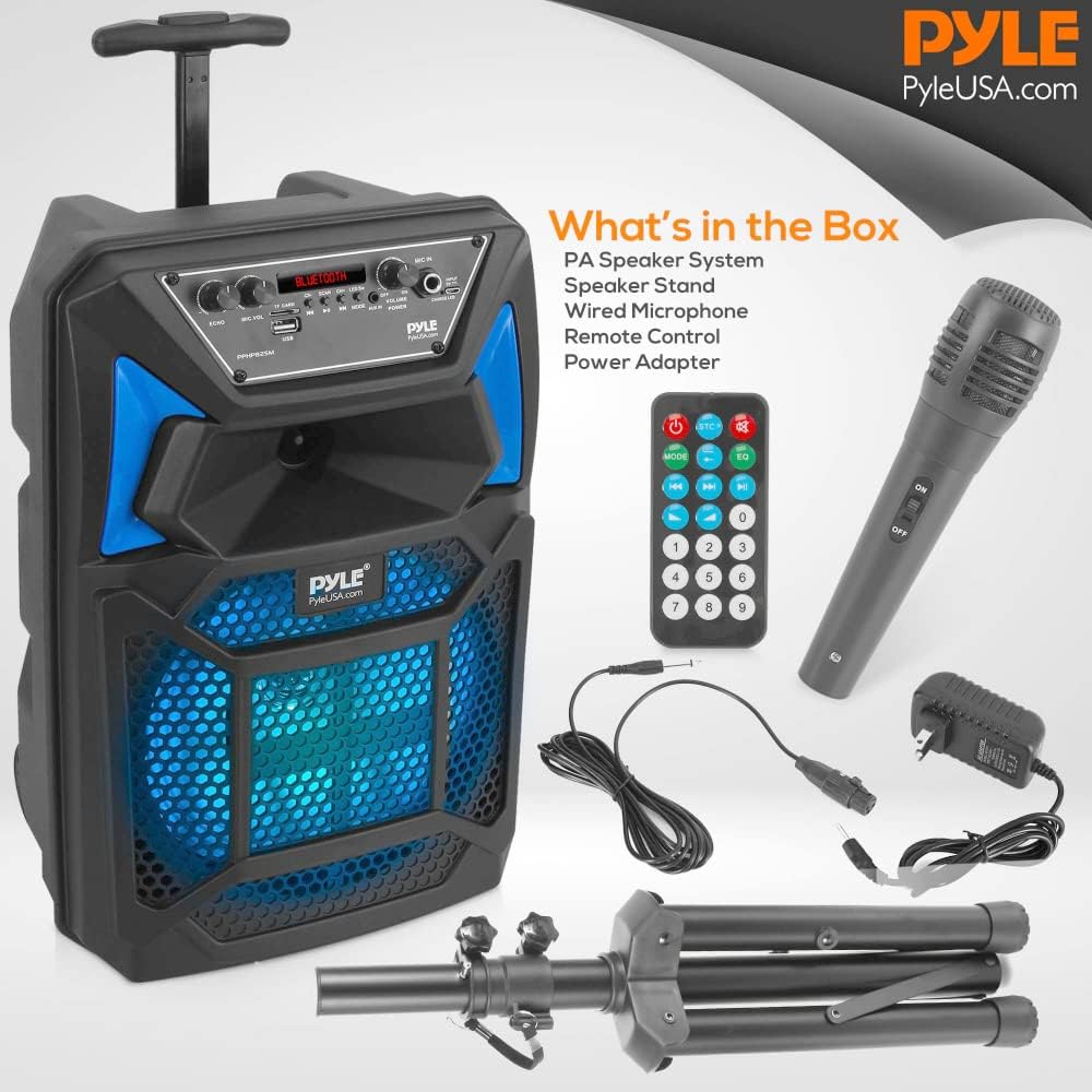 400W Portable Bluetooth PA Speaker System with Microphone and Rolling Wheels L2660