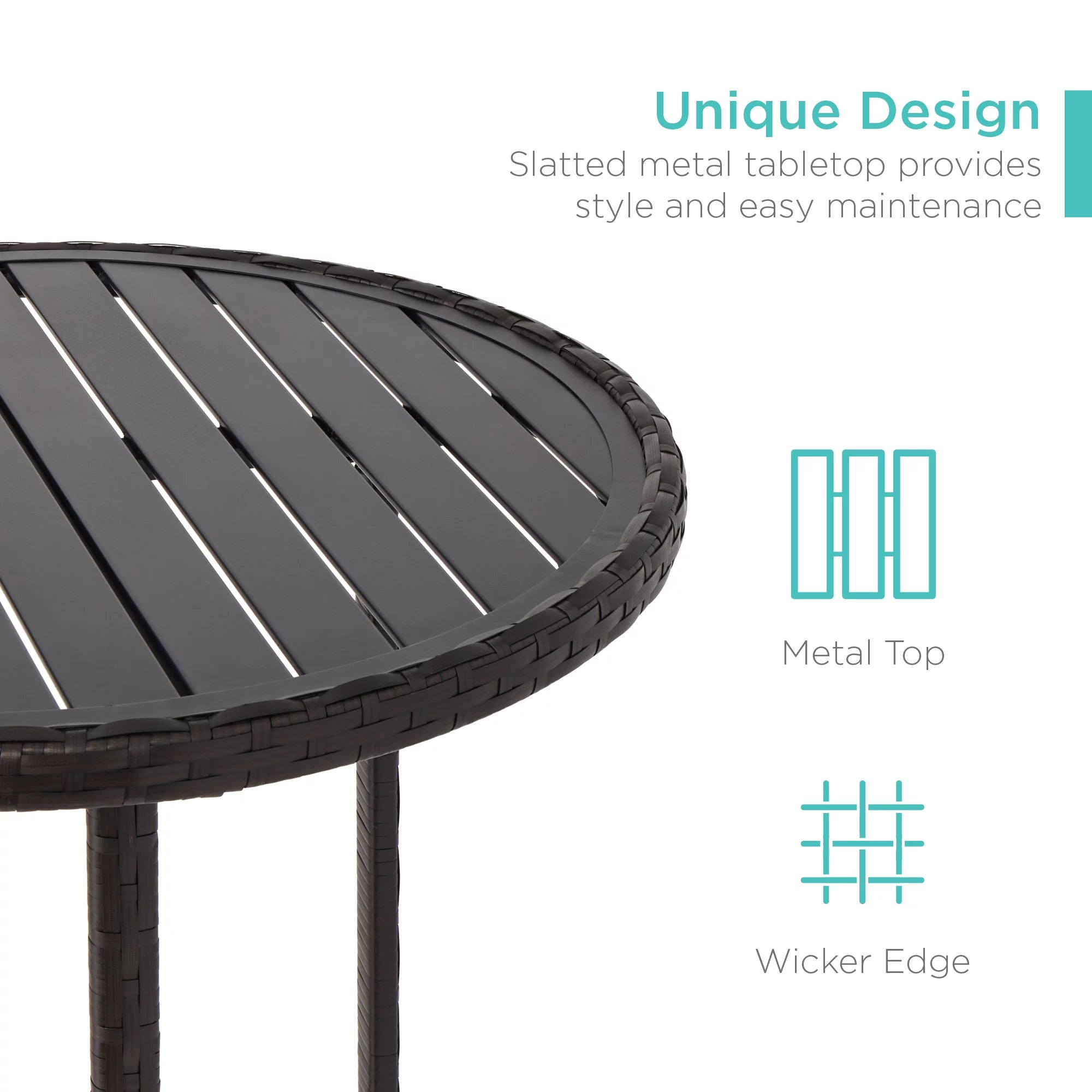3-Piece Outdoor Wicker Patio Bar Table Bistro Set with Barstools N386205