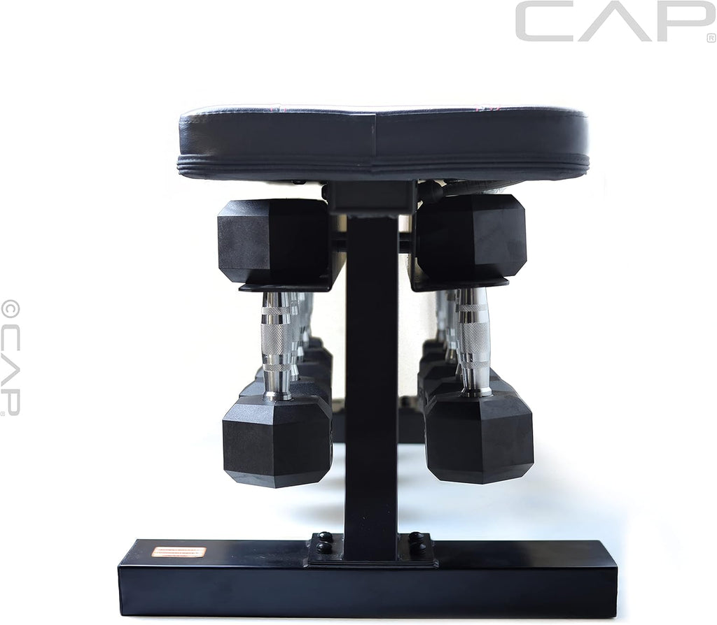 150 lb Hex Coated Dumbbell Set with Flat Bench U2898