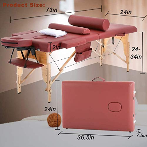 Portable Foldable Massage Table with Carry Case, Cream Q7113
