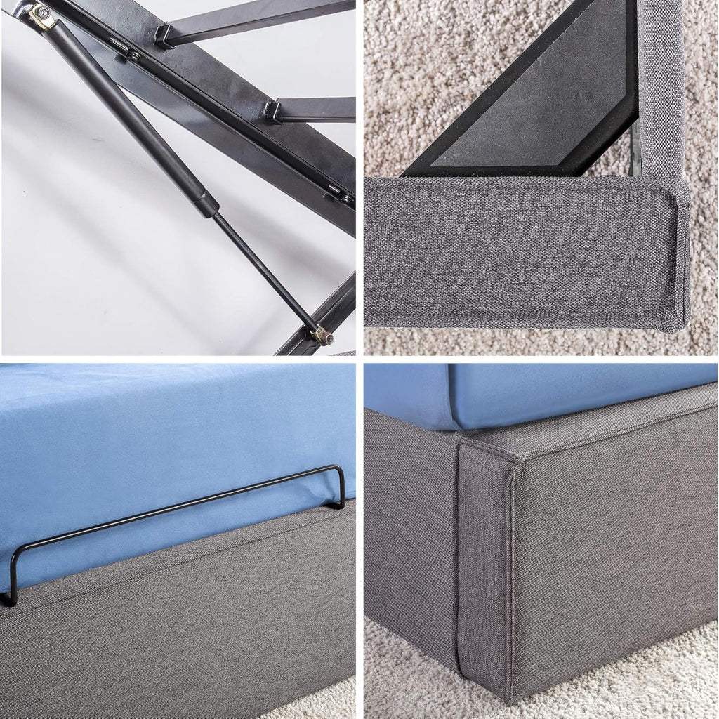 Queen Upholstered Platform Bed Frame with Hydraulic Lifting Storage H23575