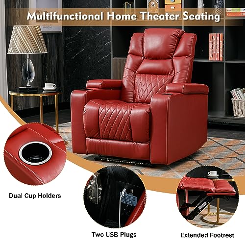 Brown PU Leather Electric Recliner Chair with LED Lights G7211