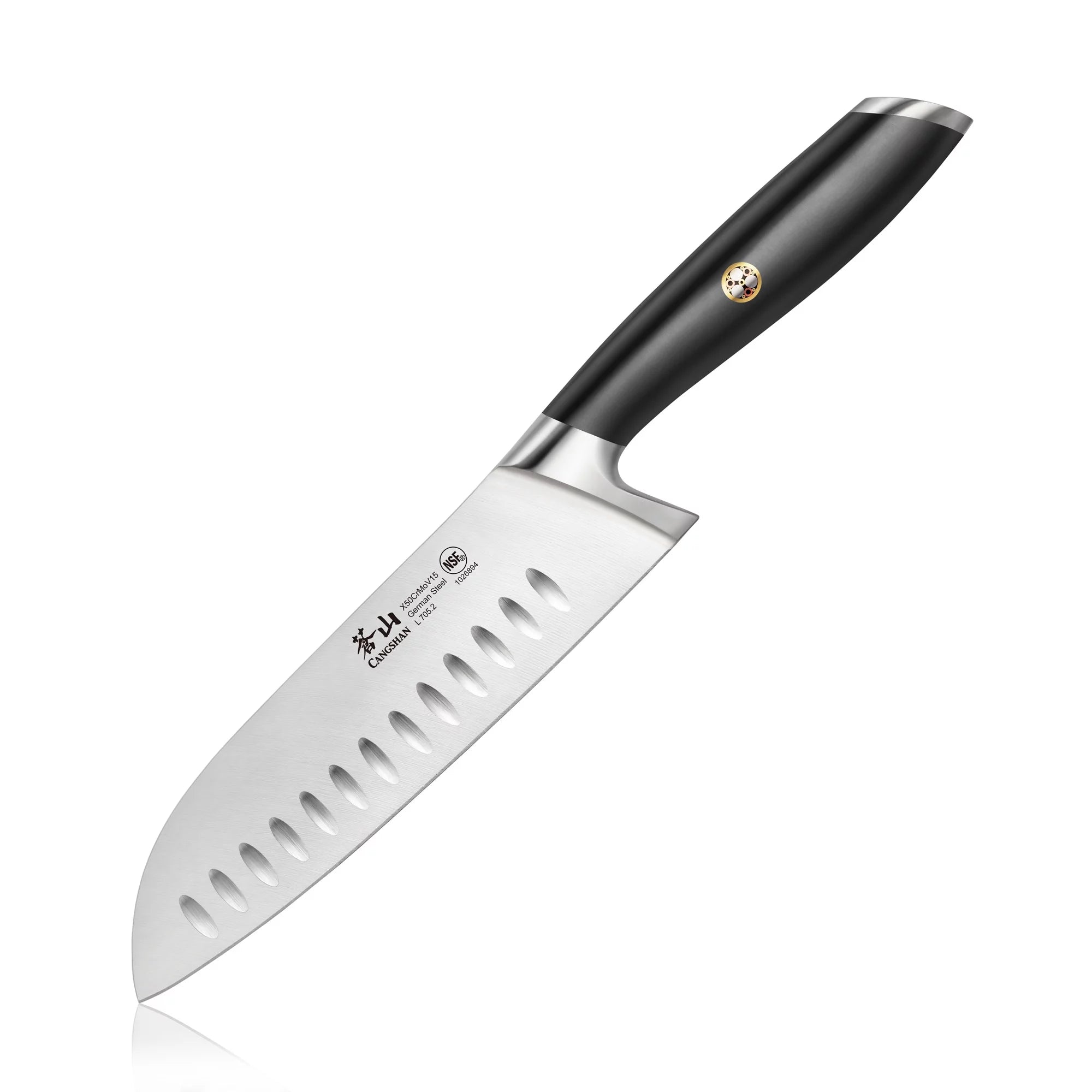 German Steel Forged 7" Santoku Knife, Black R219918