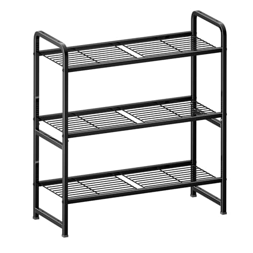 Black 30.75 Inch Heavy Duty Metal Wire 3 Tier Shelving Unit C1390