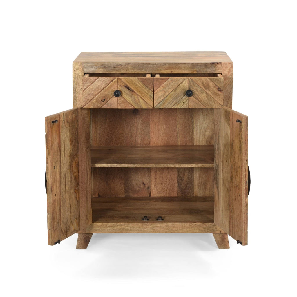 Natural Brown Mango Wood 2 Door 2 Drawer Cabinet Q757814