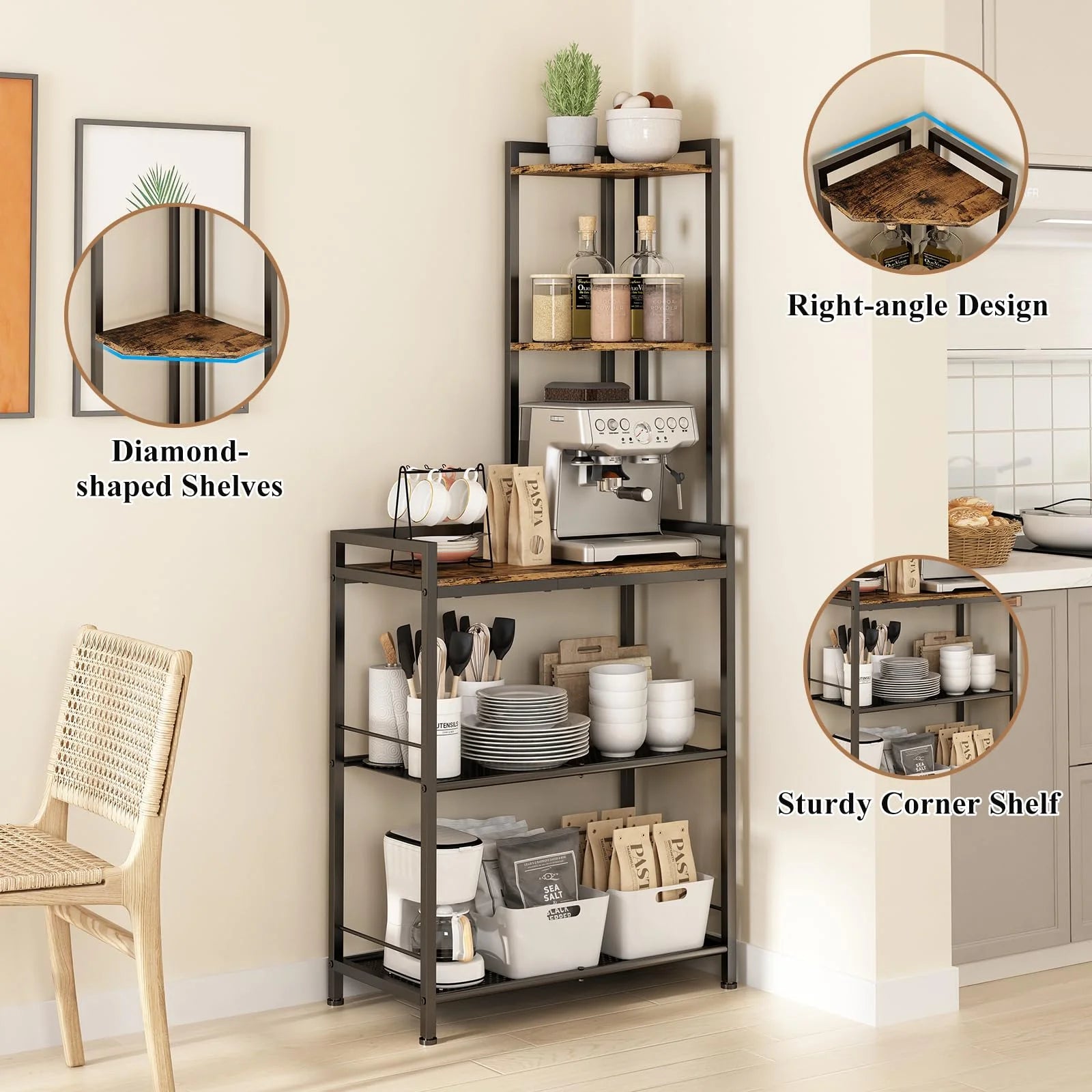 Black 5 Tier Corner Shelf W224159