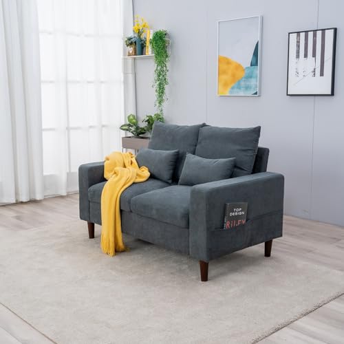 Small Loveseat Sofa Upholstered Couch Black Leather-like 2 Seater Y592