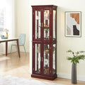 Lighted Corner Curio Cabinet with Adjustable Shelves & Mirrored Back Z653