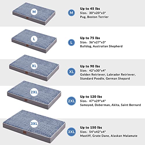 Orthopedic Large Dog Bed with Soft Rose Plush Removable Washable Cover and Non-Slip Bottom T133