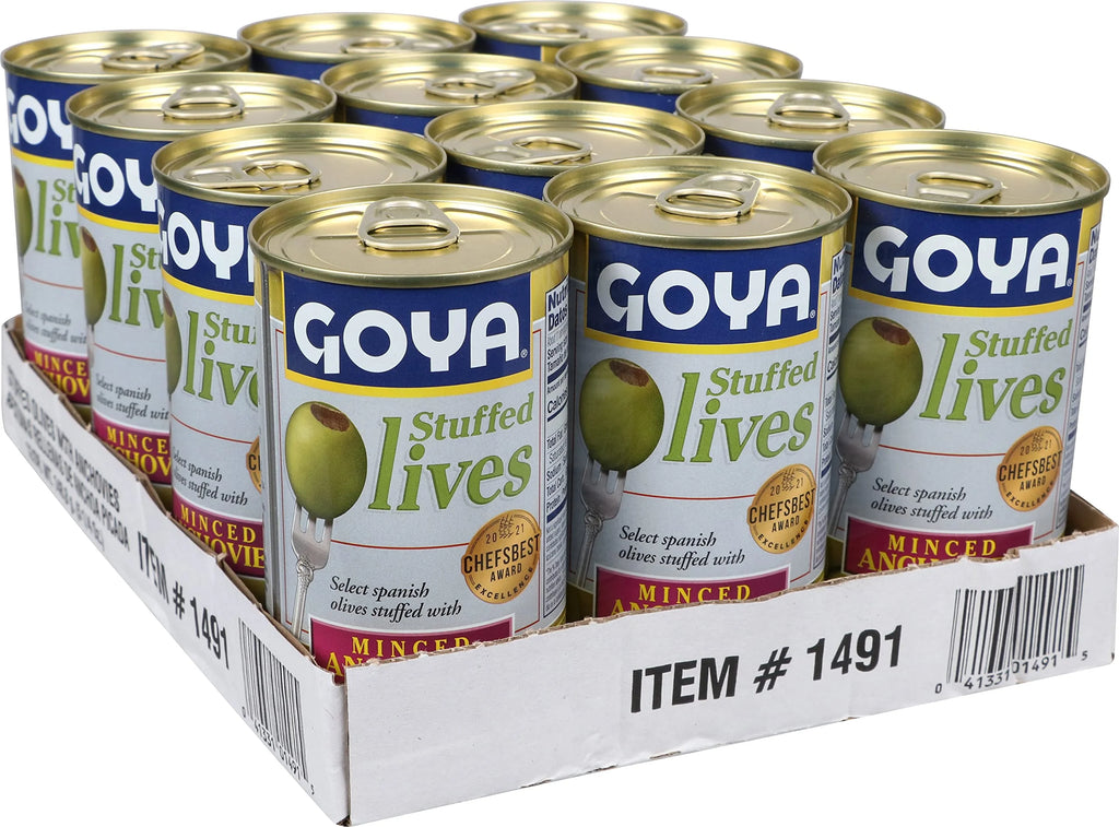 Manzanilla Olives Stuffed With Anchovies, 5.25 Ounce (Pack Of 12) E528