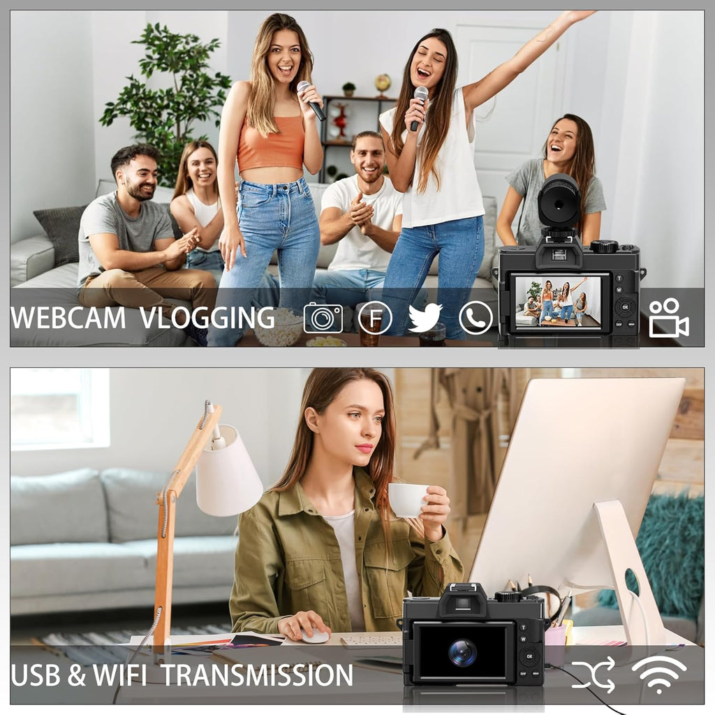 5K 48MP Autofocus Vlogging Camera with 32GB TF Card & 2 Batteries N96322