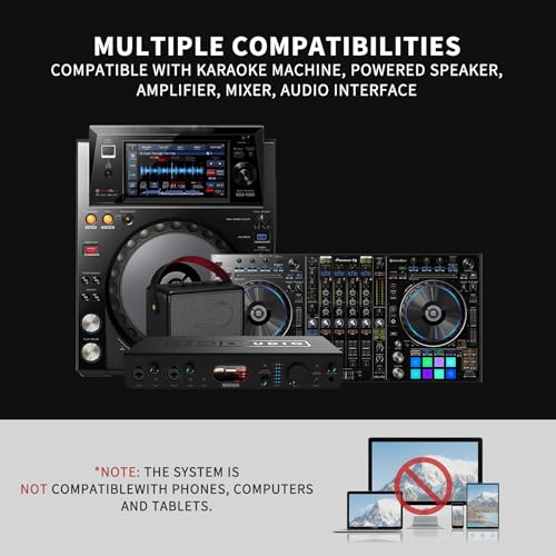 Rechargeable Wireless Microphone PA System - Dual UHF Metal Handheld Mics, Long Range 200ft Cordless Dynamic Mic Kit X834994