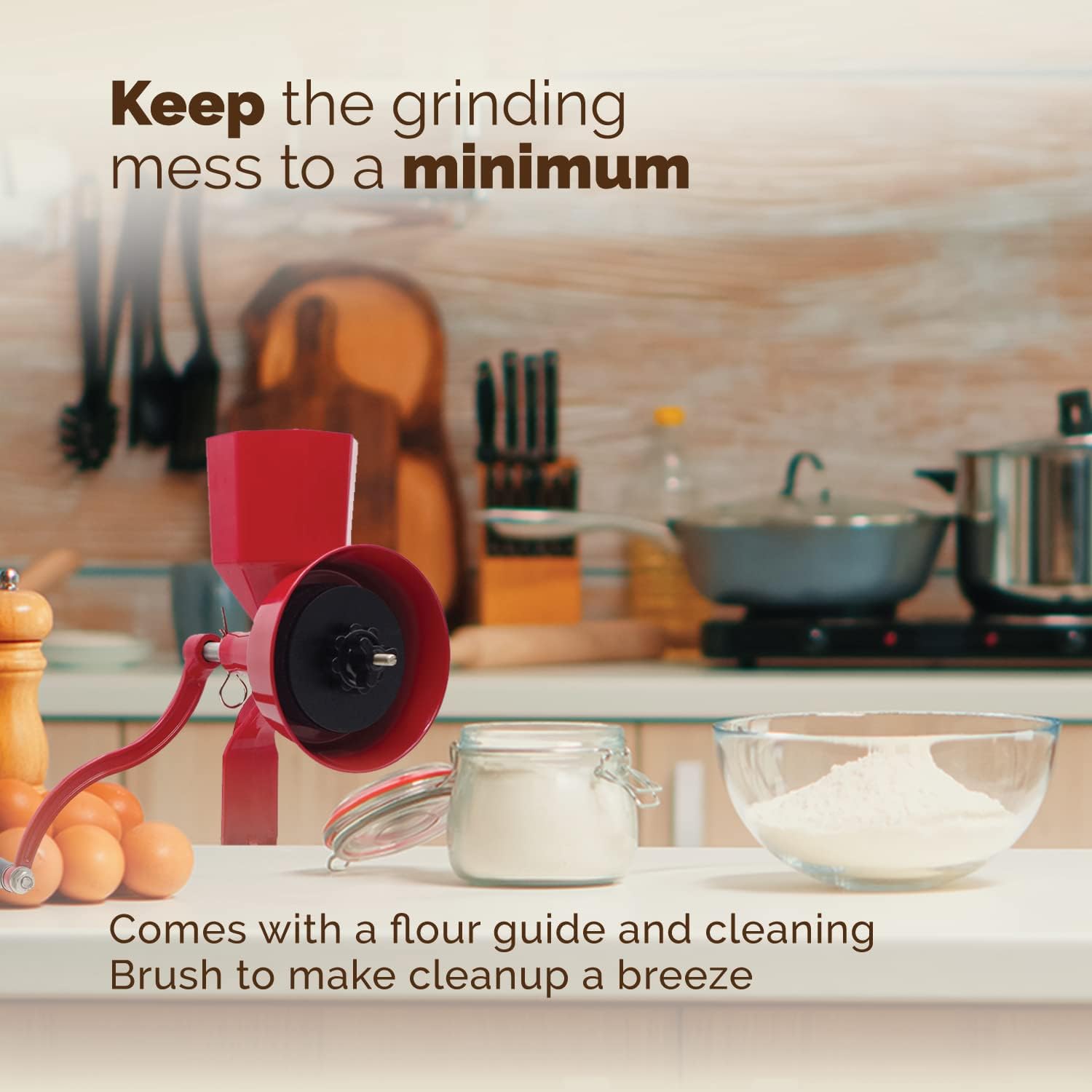 Red Manual Hand Grain Mill P54438